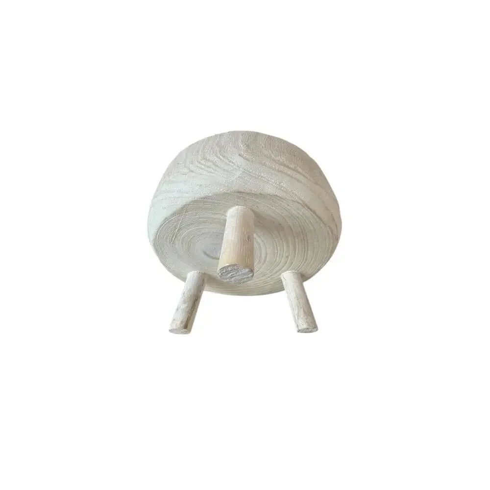 Hand Carved‎ Wooden Tripod Bowl Whitewashed Footed Primitive Style Decor